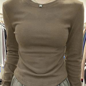 Elegant Fleece-Like Base Layer Shirt Womens Slim Fit Long Sleeve round Neck T-Shirt Inner Wear Top for Autumn Winter 2024