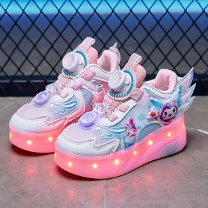 KUOBURENSHENG | Detachable Rotatable Light-up Roller Shoes For Girls Breathable Net