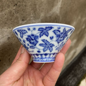 Jingdezhen Blue And White Gourd Shaped Ceramic Tea Cup Ancient Style Lotus Winding Handle High End Owner Cup Single Piece