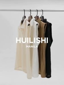 HUILISHI Summer resort style mens sleeveless hollow lapel plain polo/muscle polo