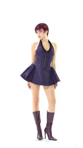 LSOUL Level Dress ชุดเดรสคล้องคอเว้าหลังผูกเชือกคอร์เซ็ตลายตาราง