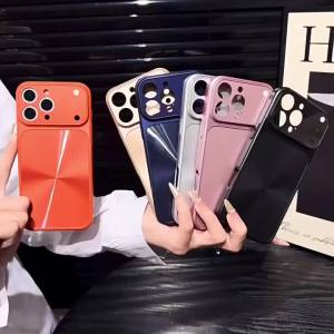Potdemiel | Luxury Solid Colors Laser Aurora CD Texture Phone Case For iPhone 17 Air 16 15 13 14 12 11 Pro Max Shockproof Protective Cover