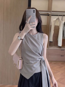 HUANJI | Elegant Sleeveless Slimming Shirt Big Size