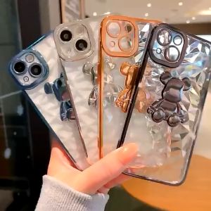 Ốp lưng TPU gấu xi 3d trong suốtbảo vệ camera  cho iPhone 13 Pro Max - 12 Pro Max - 11 - 11 Pro Max - Xs Max - 7Plus - 8Plus