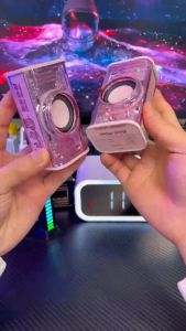 Xiaomai Transparent Speaker K08 Bluetooth Speaker Transparent Pink Speaker TWS ONE+ONE HI-FI 6D Surround Subwoofer Multiple light Modes Mini Speaker