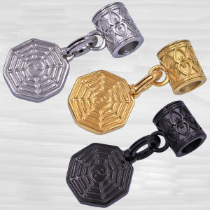 Chuỗi tay hạt màu tím sọc 12 ly charm bát quái vàng VTAISBQHKV12