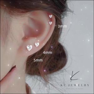 KC Jewelry S999 Silver -Diamond Love Stud Earrings