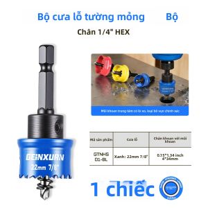 Bộ Cưa Lỗ Mỏng Geinxurn 4 Món 22/29/35mm Bằng Thép Tốc Độ Cao Dùng Cho Gỗ Nhựa Kim Loại Kèm 3 Mũi Khoan Và 1 Chìa Lục Giác