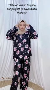 Setelan Muslim Panjang Rayon Motif Floral/Geometris Busui Friendly
