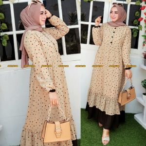 GAMIS CERUTY POLKADOT UMPAK KOMBINASI TERBARU