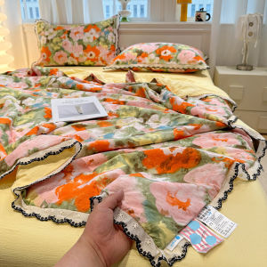 susan | Bộ Chăn Mùa Hè Kiểu Dệt Ren Nếp Nhăn Phong Cách Monet Có Thể Giặt