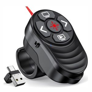 2.4G Wireless Presenter PPT รีโมทคอนโทรล Finger Pointer พร้อมตัวรับสัญญาณชาร์จแหวนนิ้ว Clicker สําหรับการประชุม