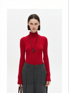 Red Seamless High Neck Top Sweater
