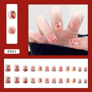 24pcs Natural Fresh Lovely Fashion Fake Nail Cute Artificialll Nall Semulajadi Segar Indah Fesyen Kuku Palsu Comel Buatan Nall