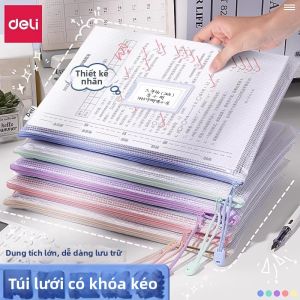 deli | Túi Đựng Tài Liệu A4 Chống Nước Trong Suốt Phân Loại Chủ Đề