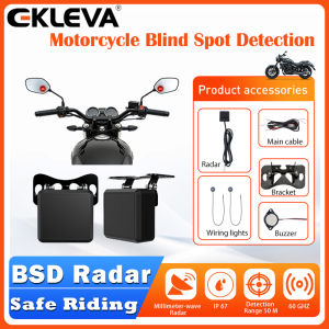 EKLEVA Motorcycle Safety Kit 24GHz BSD Radar Blind Spot Monitor & Lane Change Alarm IP67 Waterproof Moto Warning System accesorios moto