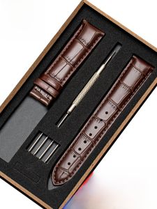 Woalmorn | Mens Genuine Leather Watch Band No Buckle Style Suitable For Armani Tissot Longines Casio Seiko CK Wristband Accessory