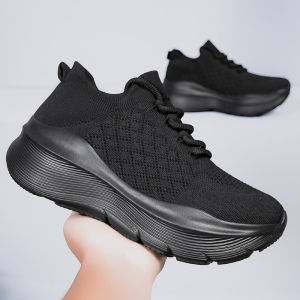 Mens Breathable Large Size Fly Knit Net Shoes Casual Thick Bottom Elastic Face Socks Slip-On Loafers Womens Style Comfortable Walking Shoes