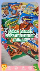 Paket 10 dan 6 Buku Warna dan Belajar Anak Motif Hewan Binatang Buas Jinak Peliharaan Herbivora Dinosaurus Ikan Burung