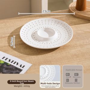SHELI | Ceramic Steaming Plate Square Multi-holed