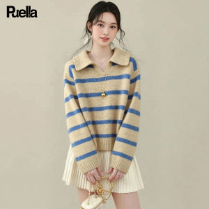 puella | Soft Long Sleeve Striped Polo Sweater