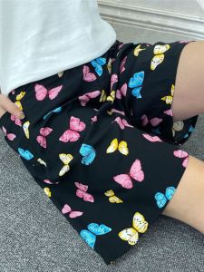 Summer Ladies Silk Short Pants plus Size Sleepwear Artificial Cotton Thin Home Beach Pants Printed Home Comfortable Shorts