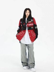 เสื้อแจ็คเก็ตมอเตอร์ไซค์แบบถอดได้สำหรับผู้หญิงไซส์ใหญ่ 300 ปอนด์ ดีไซน์อเมริกัน ฤดูใบไม้ร่วง 2024 เสื้อเบสบอลแบบแยกส่วน