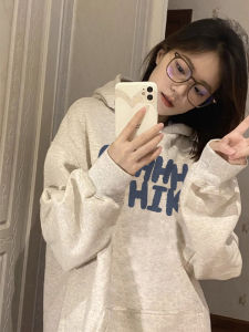 Pure Cotton American Retro Oversize Hoodie Womens New Design Sense Small Audience Top Fashion Brand Letter Print Sweatshirt