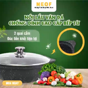 Nồi đúc nguyên khối vân đá kim cương 6 lớp chống dính G01 đáy chịu nhiệt dùng cho mọi loại bếp