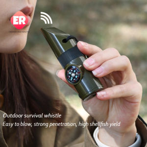 【ER】7-in-1 ngoài trời đa chức năng whistle kit La bàn nhiệt kế ngọn đuốc phóng đại bộ khẩn cấp cho cắm trại đi bộ