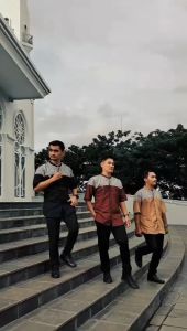 Baju Koko Pria Lengan Pendek Kombinasi Batik Baju Muslim Pria Size M L XL XXL Kualitas Terbaik