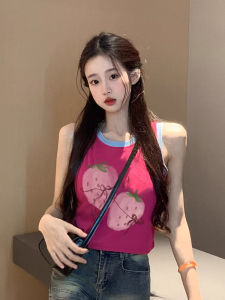 chaqi | Áo Vest In Hình Dâu Tây Mùa Xuân Hè Thời Trang Dopamine