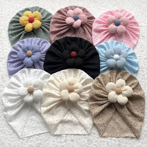 Baby Hats Turban Hollow Flower Sweet Princess Girls Indian Caps Headwear Soft Nylon Elastic Kids Accessories Photography Props