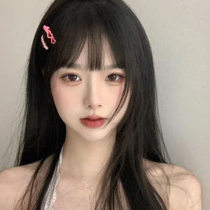MONLEYTA | Womens Long Straight Hair Wig Thin Summer Breathable Natural Looking Full Head Airy Bangs Lolita Round Face Sweet JK Brand MONLEYTA