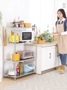 Thicken Kitchen Storage Rack 304 Stainless Steel Shelf Kitchen Storage Cabinet Rack Multipurpose Multi-layer Organizer Microwave Oven Rack Space Saver