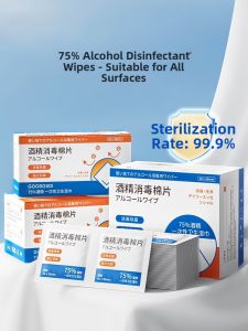 Goodgudi 100 Pieces Alcohol Wipes Individually Packaged 75% Alcohol Disposable Sanitizing Wipes for Mobile Phones Glasses Cleaning