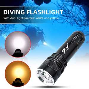 Senter LED Diving Waterproof 2 Warna Lampu Warm dan Cool White Chip T6 1200 Lumens Baterai 18650 (No Include) Genwiss - 7RFL3IBK