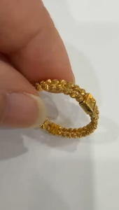 Poh Heng Jewellery 22K Square Bead Ring in Yellow Gold[Price By Weight]