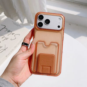 Luxury Card Holder Wallet Pocket Glitter Phone Case For iPhone 17 Air 16 15 14 13 Pro Max Plus Photo Slot Bag Bracket Back Cover