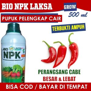 Pupuk Ajaib Pelebat Buah Cabe BIO NPK LAKSA GROW 500 ML Perangsang Buah Cabe Lebat Pupuk Kalsium Cair Buah Cabe Cepat Berbuah dan Berbunga Tanpa Rontok Obat Buah Cabe Lebat Tanpa Rontok Isi 500 ML NPK LAKSA GROW