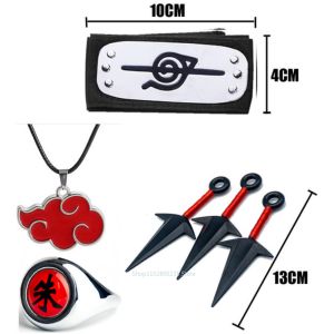 Christmas gift Anime Naruto Ring Kunai Cosplay Accessories Shuriken Headband Necklace Pendant Akatsuki Figure Kakashi Ring Halloween Gift