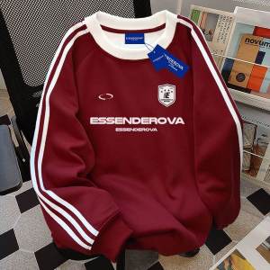 Cổ Tròn Cổ Điển Mỹ Lông Cừu Lót Rộng Rãi Nam Áo Nỉ Áo Sweatshirt Mùa Thu Mùa Đông Thoải Mái Thời Trang Đường Phố Ba Thanh Thiết Kế Quần Áo Cặp Đôi