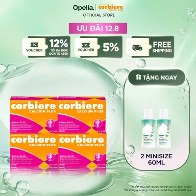 Bộ 4 Thực phẩm bảo vệ sức khỏe Corbiere Calcium Plus Mới - Canxi hữu cơ + D3 + K2