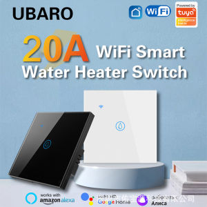 UBARO | UBARO 86×86mm 20A WiFi Smart Water Heater Switch Tuya App/Voice Control LED Indicator 4000W Fits EU 60mm Box