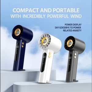 2025 New High-Speed Portable Handheld Fan 1800mAh Long-Lasting Mini Outdoor Display Rechargeable Desk Fan Camping Fan
