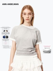 ANN ANDELMAN | Pseudo Layered T Shirt Splicing Simple Dual Collar Slim Fit