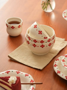 April Ceramic Bowl Rice Bowl Dining Home Use New 2025 High Aesthetic Small Bowl Personal Specialty Chinese Style Underglaze Color