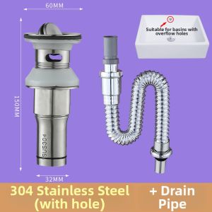 Stainless Steel Press Pop-Up Drain Odor Prevention Sink Stopper