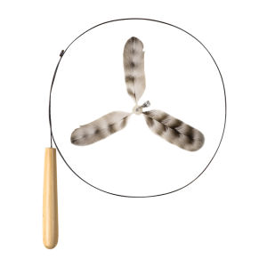 7o | Long Handle Interactive Cat Toy with Steel Wire Feather Bell and Replacable Head