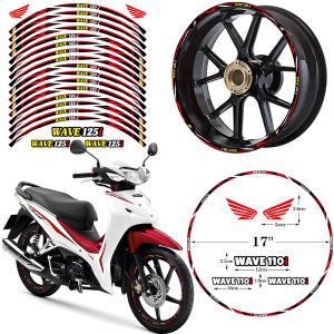 Cho Honda Wave 110i sóng 125i bánh xe máy Sticker Vành Sọc Băng Decal phụ kiện vành bánh xe nhãn dán chống thấm nước trọn bộ